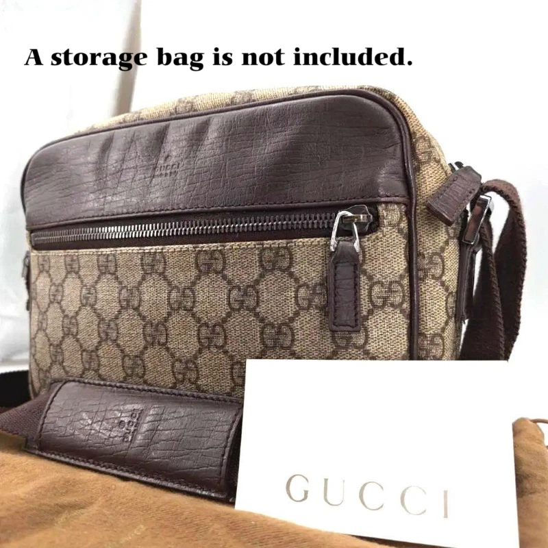 Sac bandoulière GUCCI poches intérieures marron GG Supreme simple élégant usage quotidien