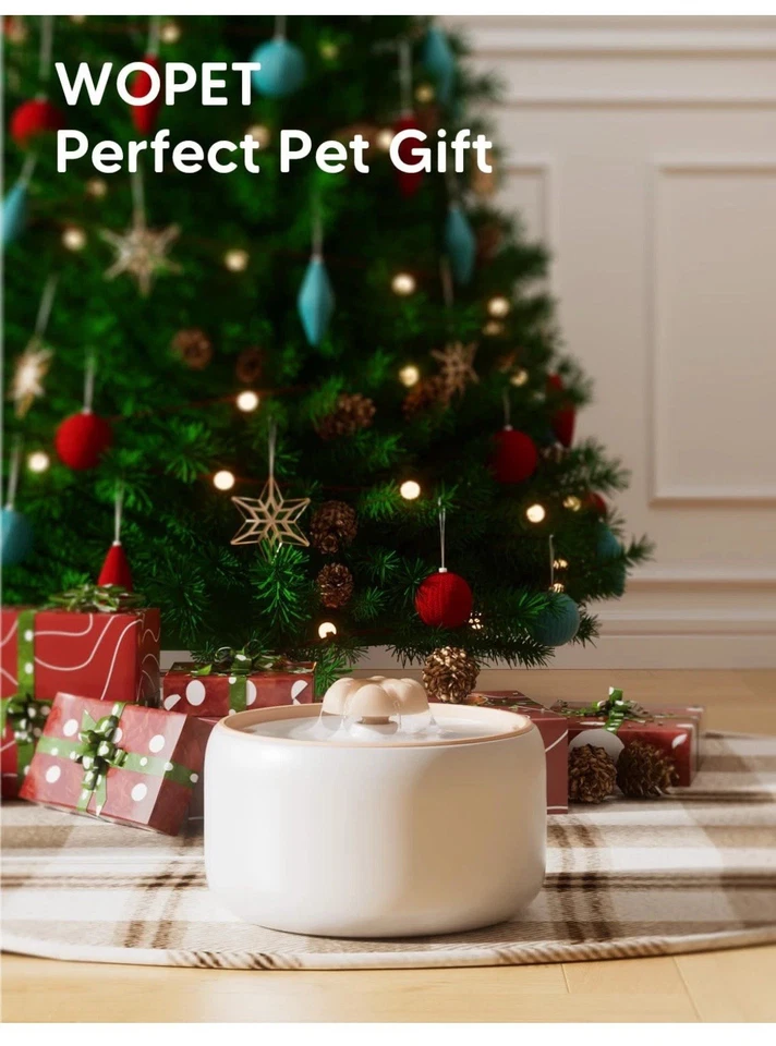 Fuente de agua cerámica para gatos W03 Lite, fuente de cerámica para mascotas 3L/101oz, automática con... Foto 4 de 4