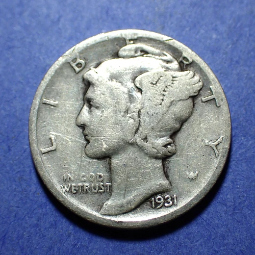 1931-D Mercury Dime  VG details