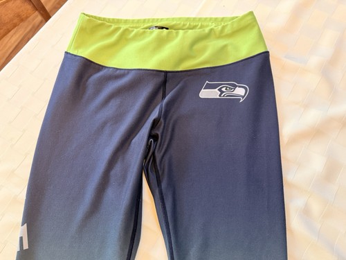 SEATTLE SEAHAWKS Legging Navy Blue Lime Green Logo Women S NFL TEAM APPAREL - Picture 3 of 16