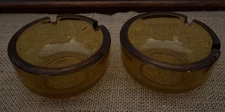 Vintage Mid ~Century Round Amber Glass Ashtray~SET of 2