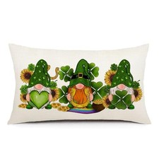 St. Patrick's Day Pillow Cover 12x20 Inch Green Elves Throw Pillow Cover