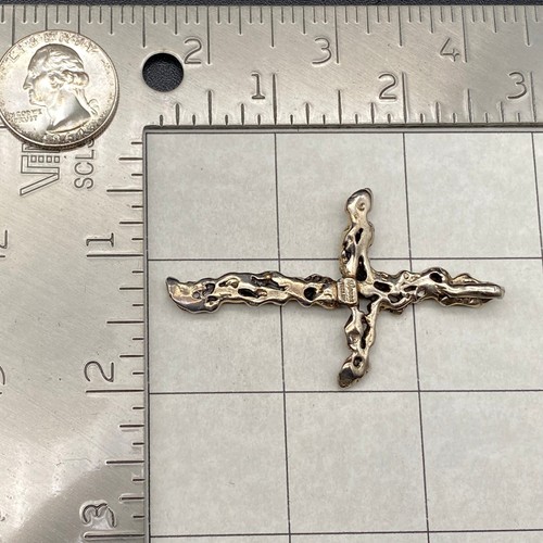 Vintage Brutalist Cross Sterling Silver Pendant - 第 5/10 張圖片