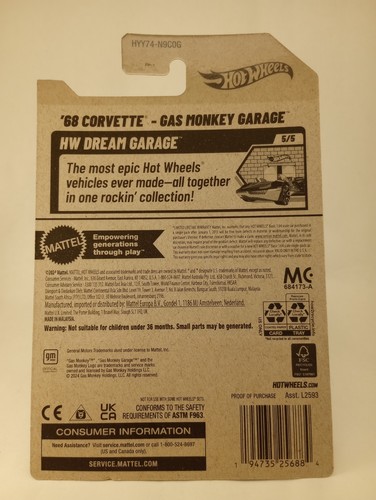 2025 HOT WHEELS HW DREAM GARAGE 5/5 '68 CORVETTE - GAS MONKEY GARAGE (134/250) - Picture 2 of 2