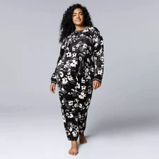 Plus Size Simply Vera Vera Wang Long Sleeve Pajama Top & Pajama Jogger Set 3X