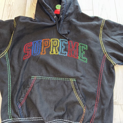 Supreme Big Stitch Hooded Sweatshirt Black Small - Picture 5 of 6