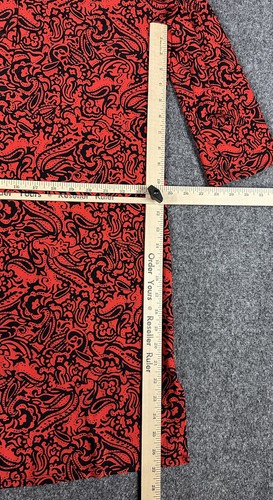 Jude Connally Kleid Damen Large rot schwarz Paisleymuster 3/4-Ärmel Stretch USA - Bild 4 von 8