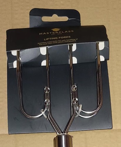 Master Class A Pair of Stainless Steel Lifting Forks For Safe Handling Of Meat - Picture 3 of 16
