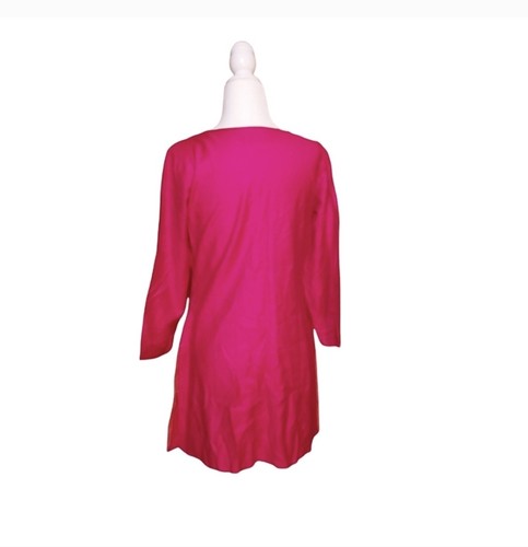 Abito Fabindia S misto seta/viscosa rosa arancione lunghezza ginocchio quarto... - Foto 5 di 8