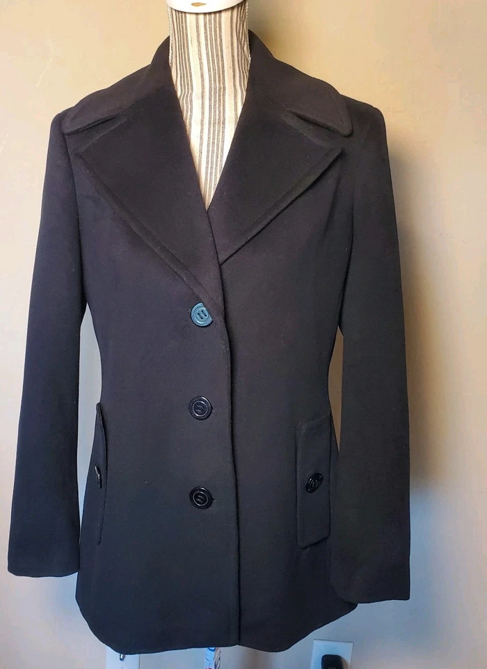 Abrigo chaqueta abrigo para mujer Calvin Klein negro mezcla de lana cachemir talla M Foto 2 de 4