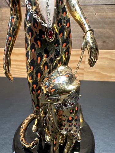 House Of Erte Franklin Mint (A 9177) LEOPARD Lady & Big Cat Limited Edition Mint - Picture 9 of 13