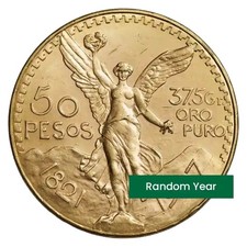 Mexican 50 Pesos Gold Coin AU-BU Condition - Random Year (1.2057 oz) 4282.98 per troy oz