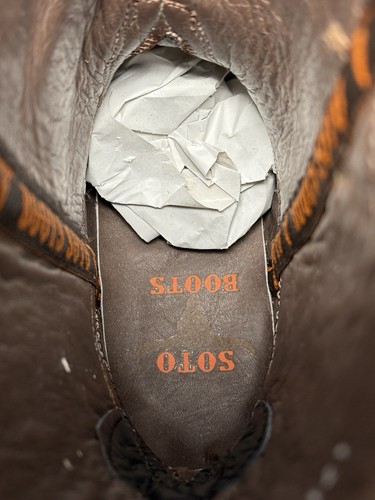 Soto Stiefel Herren Gr. 9,5 Klassisch West Spitz Zulaufend Cowboystiefel Echtleder - Bild 8 von 13