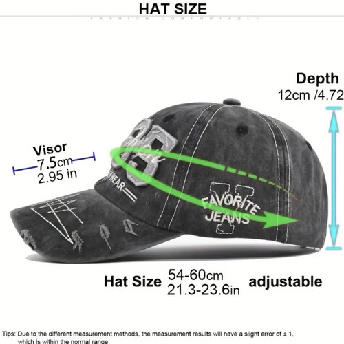 Black 1985 Embroidery Ripped Baseball Cap Washed Distressed Adjustable Fashion - Picture 2 of 7
