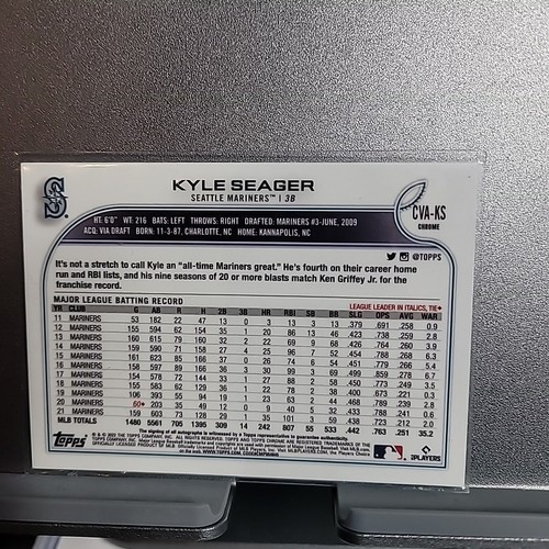 2022 Topps Chrome - Chrome Veteran Autographs Kyle Seager #CVA-KS (AU) - Picture 3 of 3
