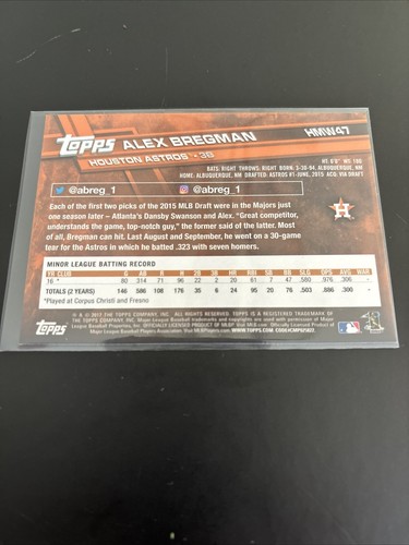 2017 Topps Holiday #HMW47 Alex Bregman RC Rookie - Picture 2 of 2