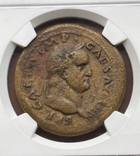 Galba AE Sestertius Roman Coin AD 68-69, NGC VF + Fine Style