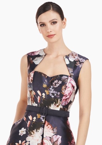 Kay Unger New York Arielle Floral Print Midi Cocktail Dress NWT $288 Size 0 - Picture 3 of 16