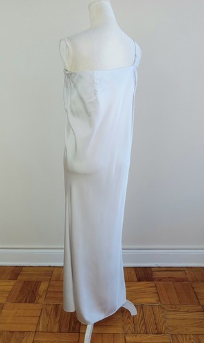 Large SER.O.YA Silk Icy-Silver ONE-LOGO-SHOULDER Long Maxi Dress Formal Gown - Picture 17 of 23