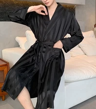 Holiday   2nd+ items FREE SHIP  Mens Satin silk robe Spa Gowns Pajama Lounge