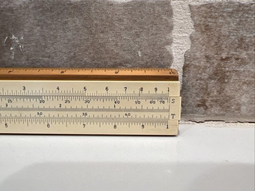 K&E Keuffel & Esser righello scorrevole in legno 4054 righello e custodia vintage - Foto 14 di 23
