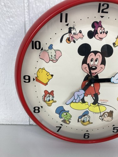Vtg Disney Sunbeam Mickey Mouse 11" Wall Clock Analog Quartz Tested Works - Picture 5 of 14
