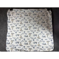 Kyle Deena Safari Animal Baby Blanket Blue Yellow Fleece Giraffe Elephant