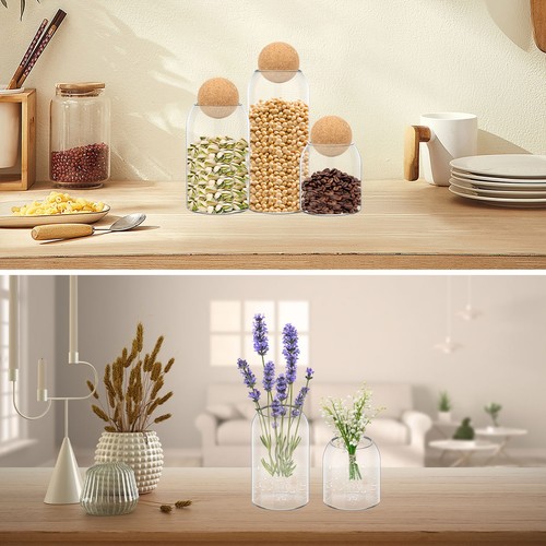 3 Pack Glass Storage Jar with Ball Cork Lid 17oz/28oz/40oz Clear Food qioBO - Picture 7 of 12