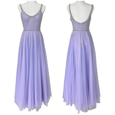 Mac Duggal NWT Lilac Purple Embellished Tulle Scoop Neck Sleeveless Gown Size 2