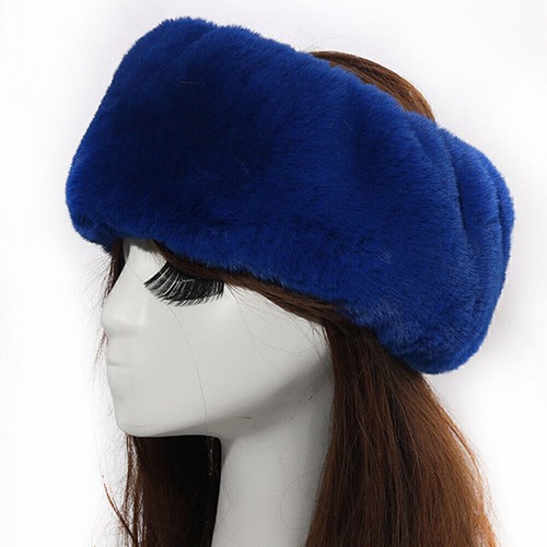 Multicolor Headband Winter Warm Ears Faux Fur Cap Women Elastic Thick Ski Hat - Picture 23 of 26