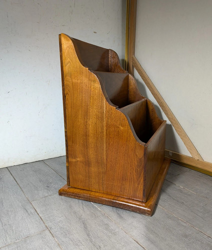 Vintage Rustic Carved Wood Letter Newspaper Magazine Rack Stand | BEST GIFT - Picture 6 of 12