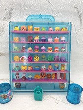 50 Shopkins Food Fair Figures  Teal Carrying Display Storage Case 2 Jars 1 Bag