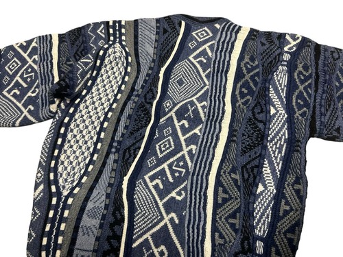 Vintage 90’s Coogi Biggie Style Blue Knit Sweater Fits Like Men’s Large (No Tag) - Picture 7 of 7