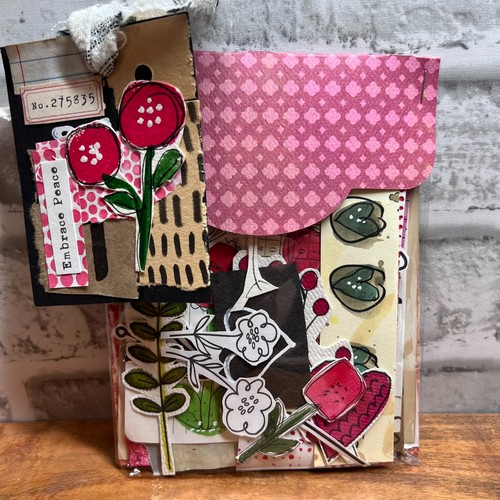Handmade Ephemera Scrap Pack Sml, Mixed Media Collage Fodder, Watercolor Flowers - Picture 5 of 10
