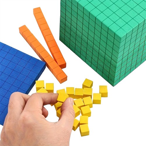 Complete Set Kids Math Plaything Plastic Math Blocks Base Ten Set Cube - Picture 5 of 6
