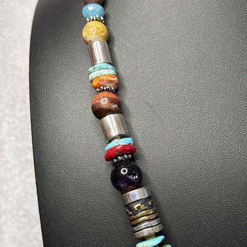 Collana Navajo Tommy Singer Argento Sterling, Turchese e Pietre Preziose Perline 21" - Foto 5 di 16
