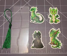 4 Dragon Themed Stickers  Bookmark Kit For Kids