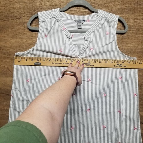 Bass Wmns Gr. L Baumwollmischung ärmelloses Top weiß grau Streifen rosa Regenschirme - Bild 9 von 9