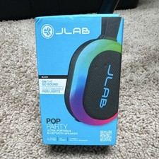 JLab POP PARTY Ultra-Portable Bluetooth Speaker Black RGB Lights Waterproof 8hr