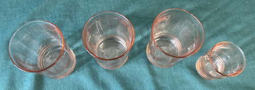 4er Set Rosa Depression Glas Gläser - Bild 2 von 5