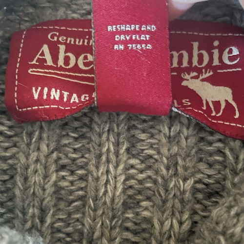 abercrombie fitch mens turtleneck chunky ribbed sweater wool gray grunge XL - Bild 6 von 10