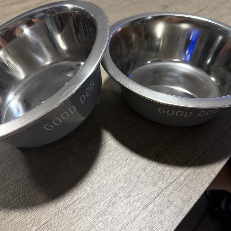 Stainless Steel Dog Bowls 2 Pack Medium Large Dogs Nonslip Lightweight New