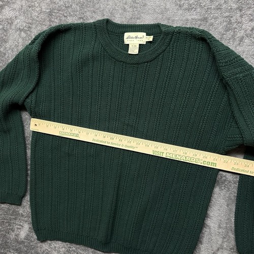 Vintage Eddie Bauer Sweater Mens Large Green Long Sleeve Crewneck Heavyweight - Imagen 5 de 8