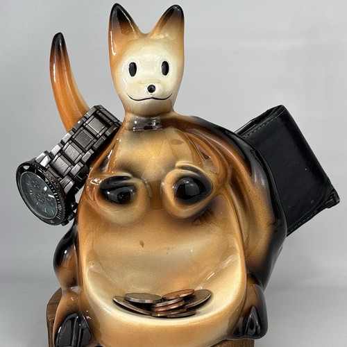 Vtg 1956 Pulp Fiction Fine Ent McCoy USA Ceramic Boxing Kangaroo Dresser Caddy