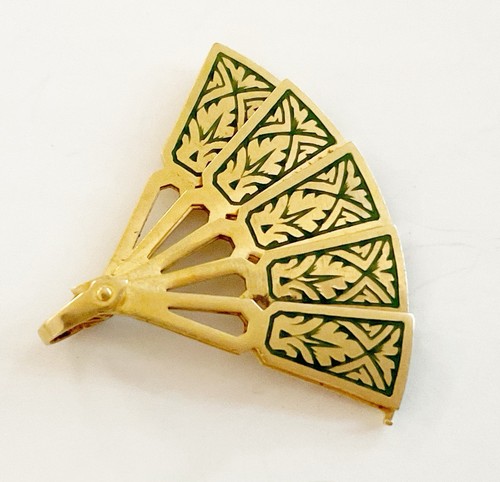 Antique 14k Enamel Fan Shaped Charm/Drop  - Picture 2 of 5