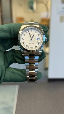 2022 Rolex Datejust 126300 Silver Oyster Bracelet with Silver Bezel White Roman