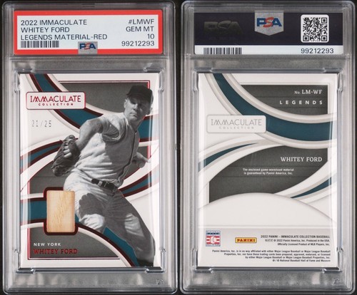 2022 Immaculate Panini-Whitey Ford LM Red #21/25 Game Worn PSA 10 POP 1 - Picture 3 of 3