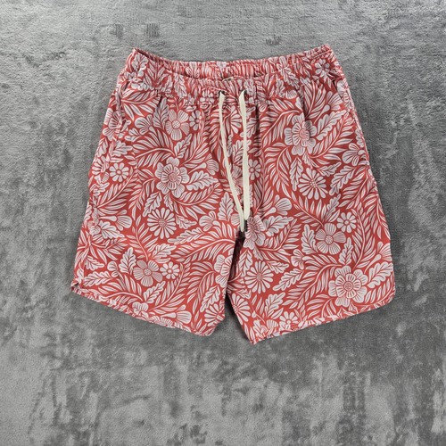 Fair Harbor Badehose Herren groß rot Bayberry Blumen gefüttert Boardshorts gebraucht, in einwandfreiem Zustand