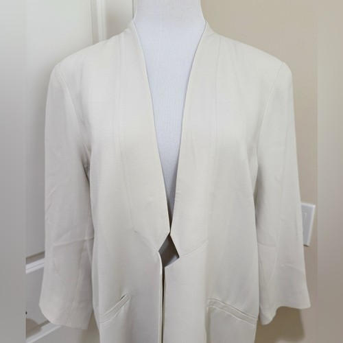 Eileen Fisher 100% Silk Georgette Crepe Bone White Wash Long Jacket Size XL - Picture 2 of 9