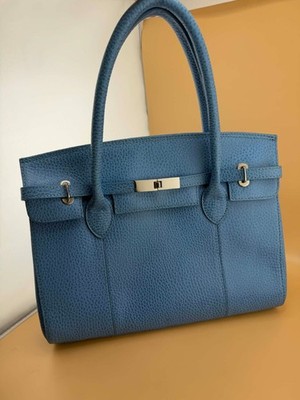 Blaue Tasche Handtasche Stil Leder Top Henkel elegantes Design